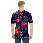 Red Violet Roses Floral Pattern Print Men's T-Shirt