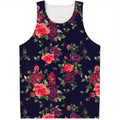 Red Violet Roses Floral Pattern Print Men's Tank Top