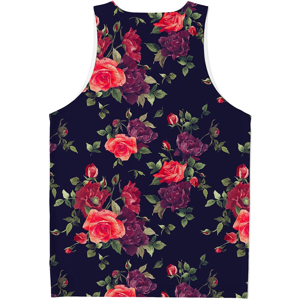 Red Violet Roses Floral Pattern Print Men's Tank Top