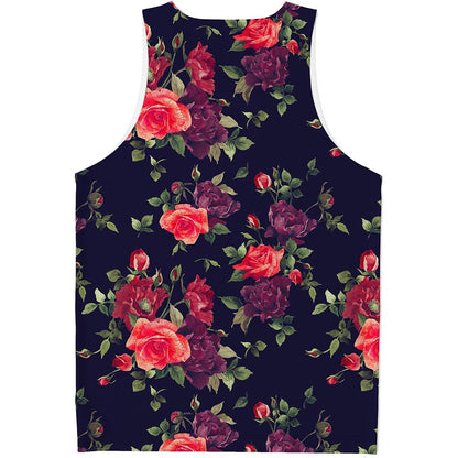 Red Violet Roses Floral Pattern Print Men's Tank Top