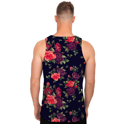 Red Violet Roses Floral Pattern Print Men's Tank Top