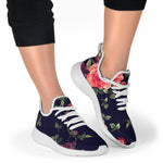 Red Violet Roses Floral Pattern Print Mesh Knit Shoes GearFrost