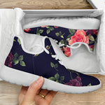 Red Violet Roses Floral Pattern Print Mesh Knit Shoes GearFrost