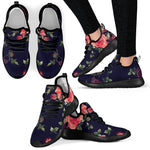 Red Violet Roses Floral Pattern Print Mesh Knit Shoes GearFrost