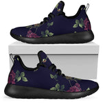 Red Violet Roses Floral Pattern Print Mesh Knit Shoes GearFrost