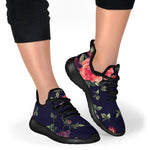 Red Violet Roses Floral Pattern Print Mesh Knit Shoes GearFrost