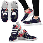 Red Violet Roses Floral Pattern Print Mesh Knit Shoes GearFrost