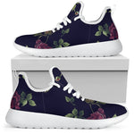 Red Violet Roses Floral Pattern Print Mesh Knit Shoes GearFrost