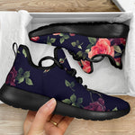 Red Violet Roses Floral Pattern Print Mesh Knit Shoes GearFrost