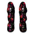 Red Violet Roses Floral Pattern Print Muay Thai Shin Guards