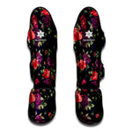 Red Violet Roses Floral Pattern Print Muay Thai Shin Guard