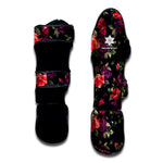 Red Violet Roses Floral Pattern Print Muay Thai Shin Guard