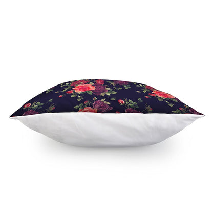 Red Violet Roses Floral Pattern Print Pillow Cover
