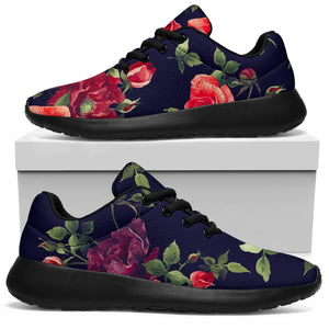 Red Violet Roses Floral Pattern Print Sport Shoes GearFrost