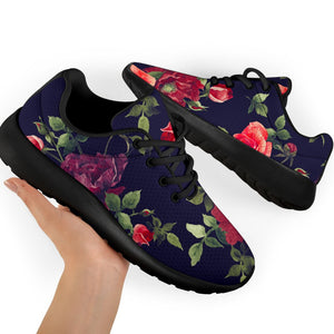 Red Violet Roses Floral Pattern Print Sport Shoes GearFrost