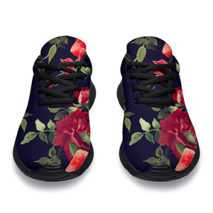 Red Violet Roses Floral Pattern Print Sport Shoes GearFrost