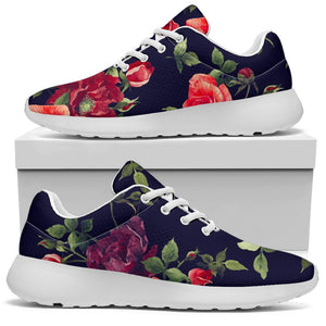 Red Violet Roses Floral Pattern Print Sport Shoes GearFrost