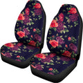 Red Violet Roses Floral Pattern Print Universal Fit Car Seat Covers
