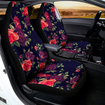 Red Violet Roses Floral Pattern Print Universal Fit Car Seat Covers