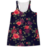 Red Violet Roses Floral Pattern Print Women's Racerback Tank Top