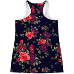 Red Violet Roses Floral Pattern Print Women's Racerback Tank Top