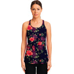 Red Violet Roses Floral Pattern Print Women's Racerback Tank Top