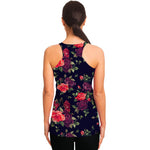 Red Violet Roses Floral Pattern Print Women's Racerback Tank Top