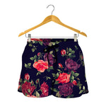 Red Violet Roses Floral Pattern Print Women's Shorts