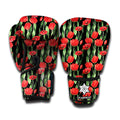 Red Watercolor Tulip Pattern Print Boxing Gloves