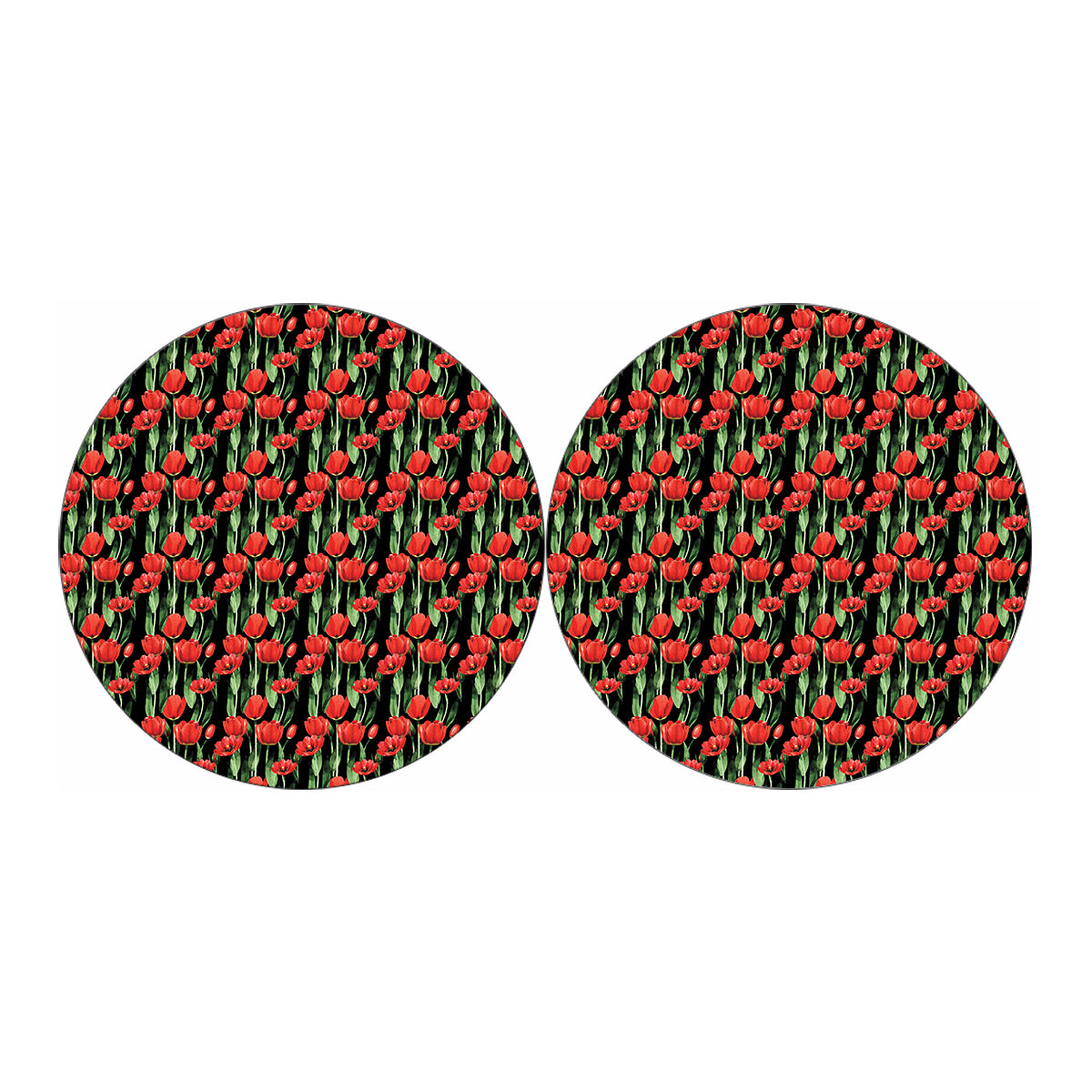 Red Watercolor Tulip Pattern Print Car Coasters