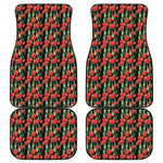 Red Watercolor Tulip Pattern Print Front and Back Car Floor Mats