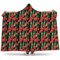 Red Watercolor Tulip Pattern Print Hooded Blanket