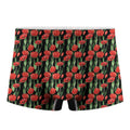Red Watercolor Tulip Pattern Print Men's Boxer Briefs