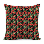 Red Watercolor Tulip Pattern Print Pillow Cover