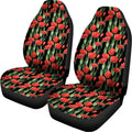Red Watercolor Tulip Pattern Print Universal Fit Car Seat Covers
