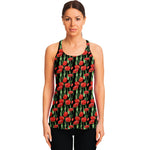 Red Watercolor Tulip Pattern Print Women's Racerback Tank Top