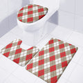 Red White And Beige Argyle Pattern Print 3 Piece Bath Mat Set