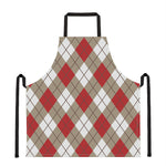 Red White And Beige Argyle Pattern Print Apron