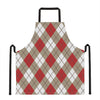 Red White And Beige Argyle Pattern Print Apron