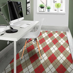 Red White And Beige Argyle Pattern Print Area Rug