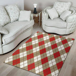 Red White And Beige Argyle Pattern Print Area Rug