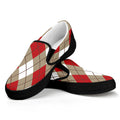 Red White And Beige Argyle Pattern Print Black Slip On Sneakers