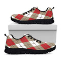 Red White And Beige Argyle Pattern Print Black Running Shoes