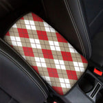 Red White And Beige Argyle Pattern Print Car Center Console Cover