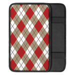 Red White And Beige Argyle Pattern Print Car Center Console Cover