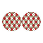 Red White And Beige Argyle Pattern Print Car Coasters