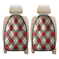 Red White And Beige Argyle Pattern Print Car Seat Organizers