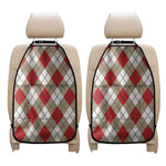 Red White And Beige Argyle Pattern Print Car Seat Organizers