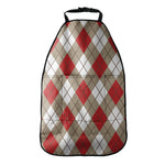 Red White And Beige Argyle Pattern Print Car Seat Organizers