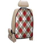 Red White And Beige Argyle Pattern Print Car Seat Organizers